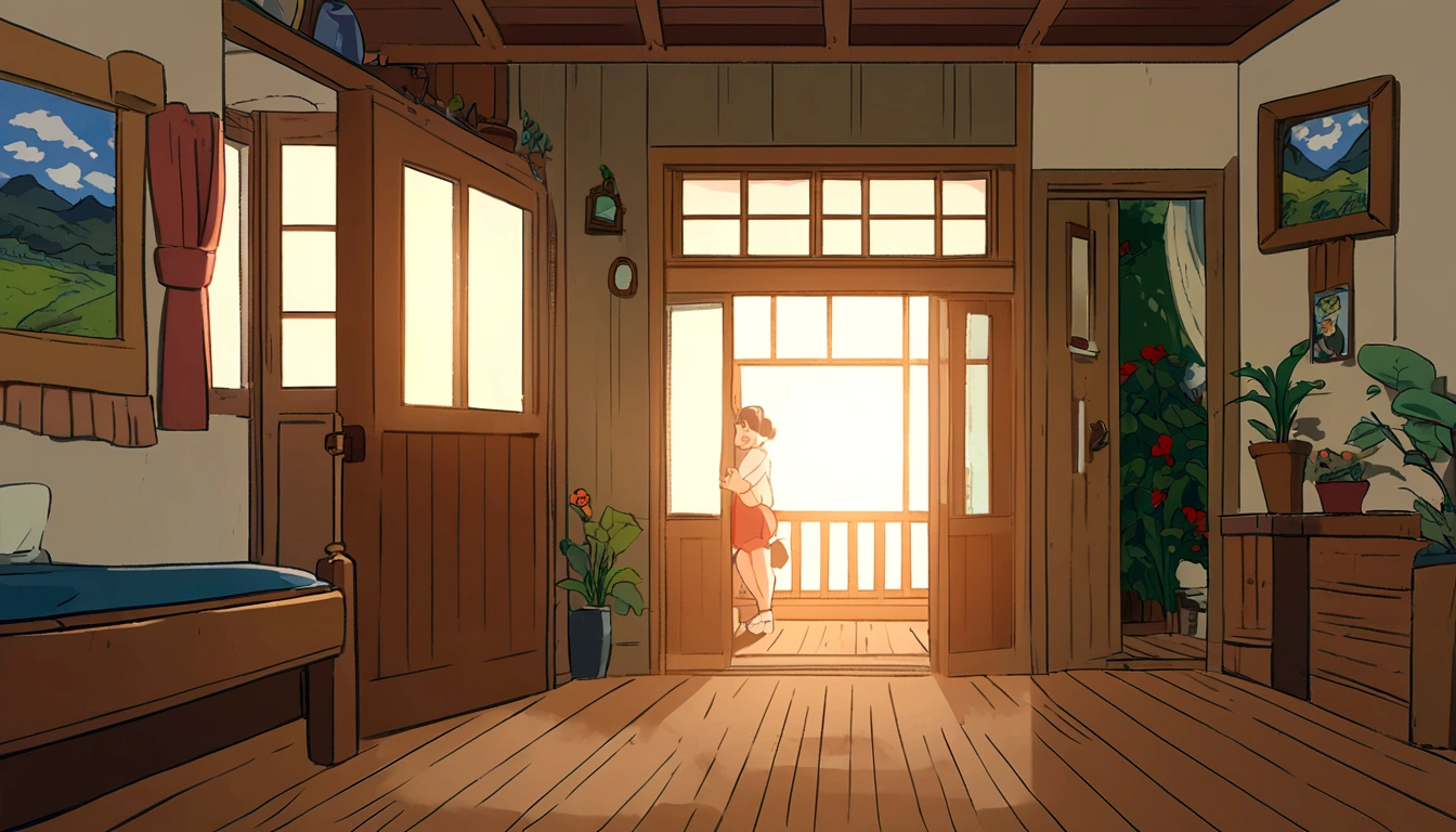 inside house, anime house, ghibli style