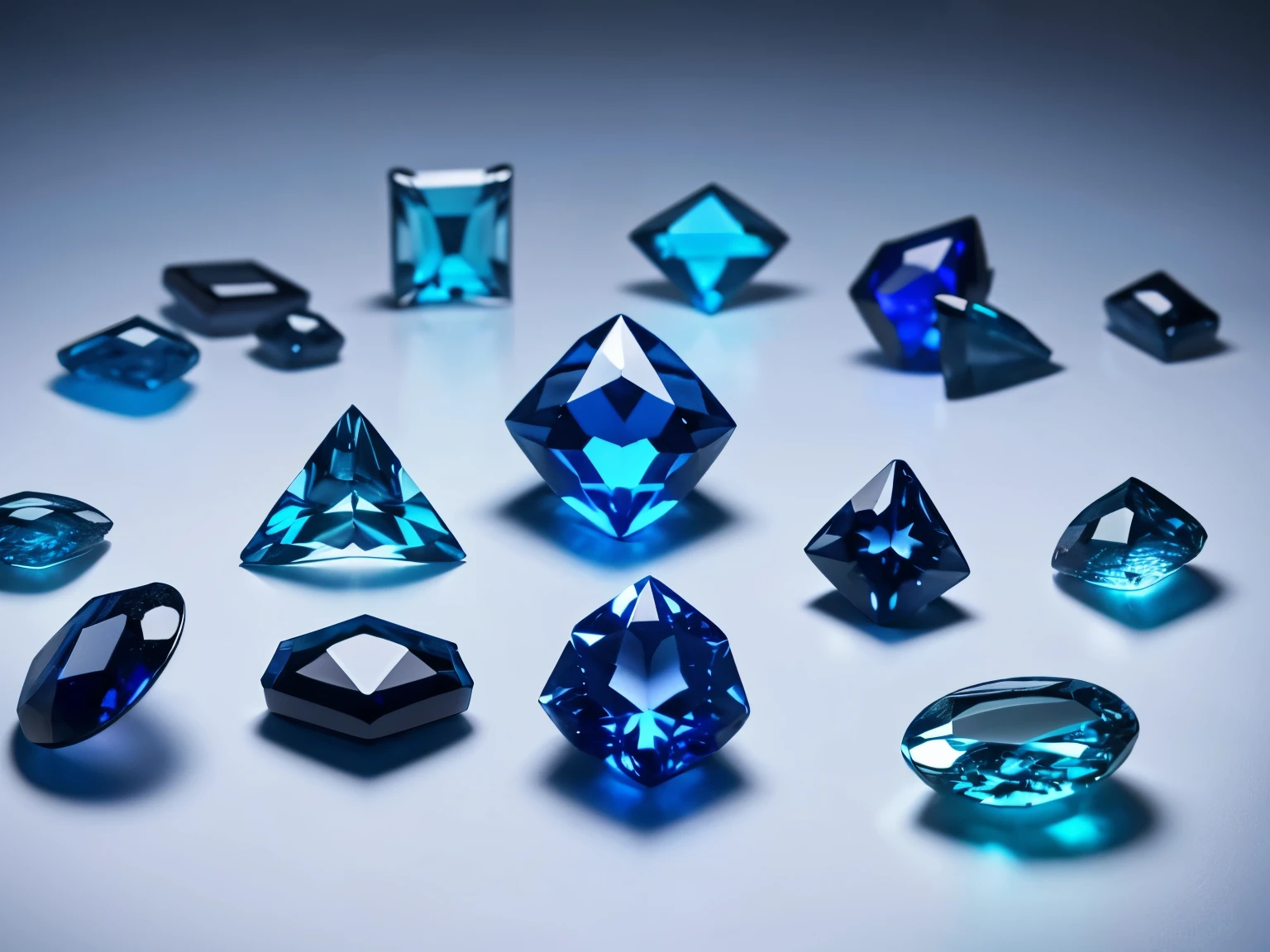 Masterpiece,best quality, Masterpiece,best quality, Blue gems, light blue gems, dark blue gems, various kinds of blue gems, various shades of blue light, a composition with many shining blue gems,