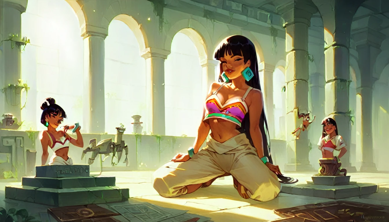((Obra maestra, La mejor calidad)), illustration, 8K ultra detallado, realista, Enfoque claro, Altamente detallado, Pro Lighting, Detalles de color dorado y rojo, Rainbow Color BREAK, Super Long Factory Photo,Retrofuturistic golden ciborg , microchip, ordenador, luminiscencia, Detalles intrincados, shitu-mecha, 1girl, Mecha de uso, diferentes poses,senos grandes, negro ,tetas muy grandes ,cameltoe muy grande ,full body