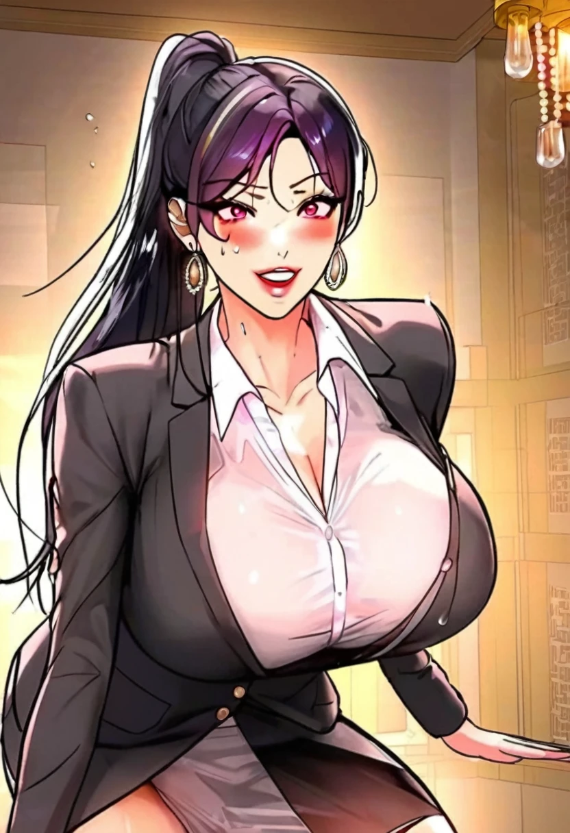 Hot sexy beautiful  milf strict teacher having creampie sex with  ugly  fat principal old man in screw position , indian long silver jhumka earrings,big breasts, ,black hair, long hair ponytail,blush, magenta eyes, stockings, lipstick,white see through shirt, chandelier necklace,blazer,ahego face, screaming, sweating 