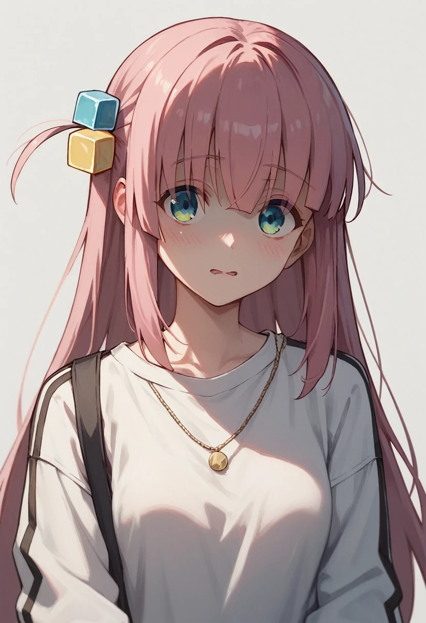 Pink sweater、Pink long hair