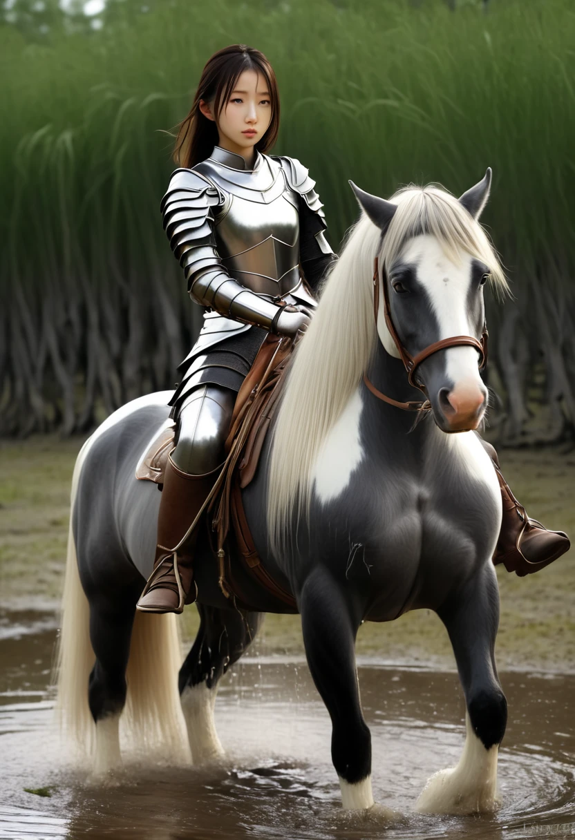 (((masterpiece))),(((highest quality))),((Tabletop:1.4, highest quality)), (Realな写真:1.4), 
((1 cute girl knight)),rodeo,
(超High resolution:1.2),, wonderful, Very detailed CG Unity 8k wallpaper, Very detailed, High resolution,draft horse ridden by japanese cute girl,tight,
Cold Light, Beautiful detailed girl, Droopy eyes,Very detailedな目と顔, Beautiful and exquisite nose, Beautiful and exquisite, draft horse ridden by a girl can't move in swamp because horse and girl soak in the soil too deep:10.0 , looks pained ,Displeased face:4.0,Real,Anatomically correct