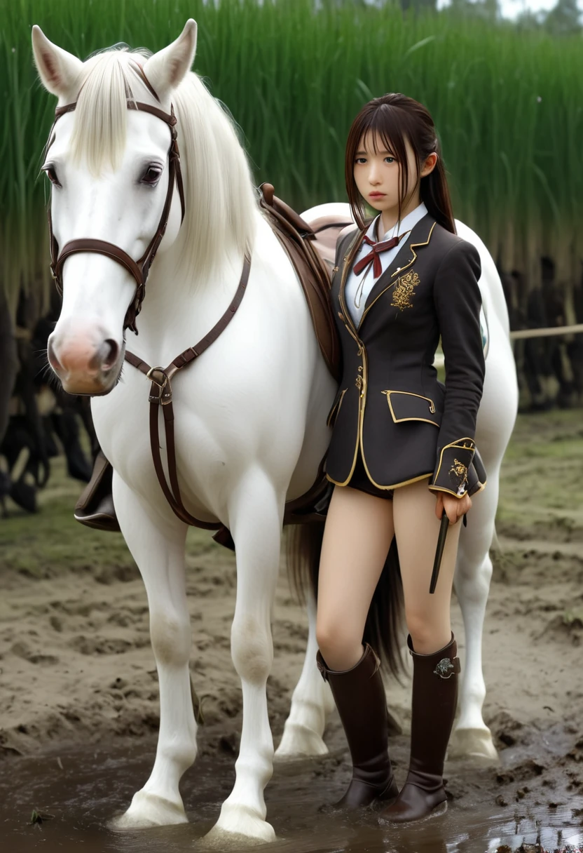 (((masterpiece))),(((highest quality))),((Tabletop:1.4, highest quality)), (Realな写真:1.4),
((1 cute girl knight)),rodeo,
(超High resolution:1.2),, wonderful, Very detailed CG Unity 8k wallpaper, Very detailed, High resolution,draft horse ridden by japanese cute girl,tight,
Cold Light, Beautiful detailed girl, Droopy eyes,Very detailedな目と顔, Beautiful and exquisite nose, Beautiful and exquisite, draft horse ridden by a girl can't move in swamp because horse and girl soak in the soil too deep:10.0 , looks pained ,Displeased face:4.0,Real,Anatomically correct
