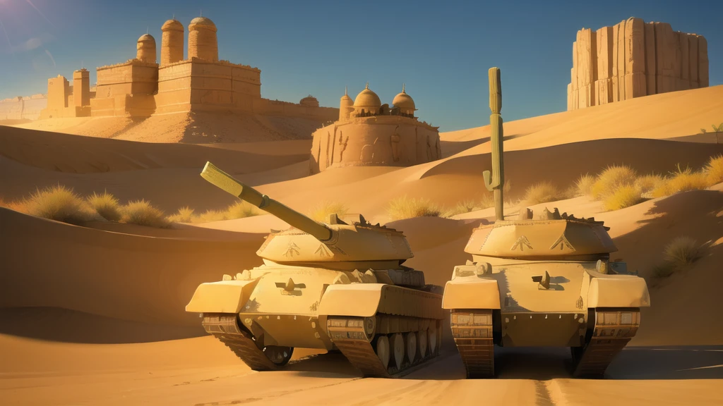 (in desert:1.5) , (5 tanks:1.5)