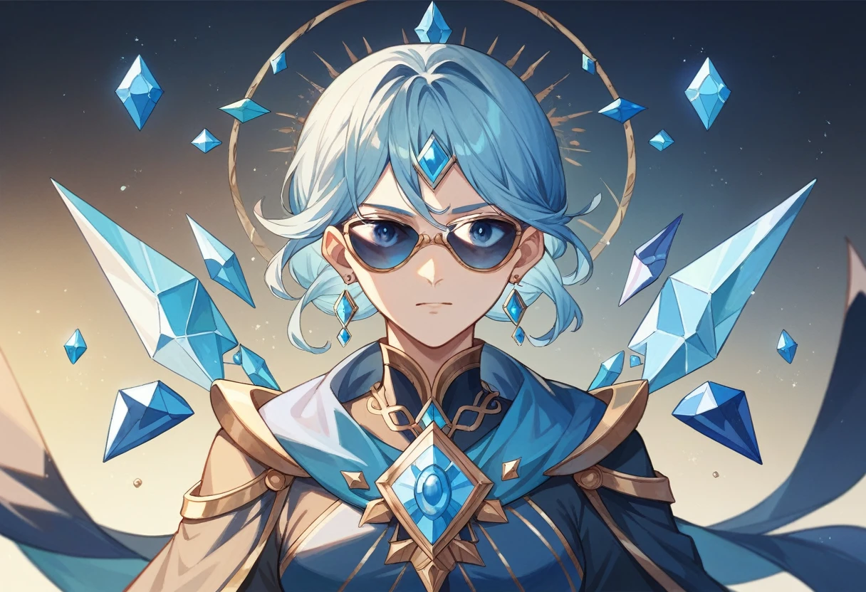 Masterpiece,best quality, Masterpiece,best quality, Blue gems, light blue gems, dark blue gems, various kinds of blue gems, (various shades of blue light), a composition with many shining blue gems,