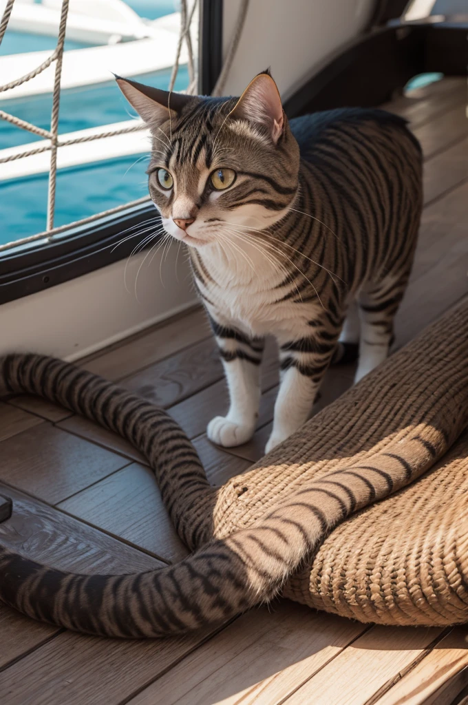 Gato em um barco