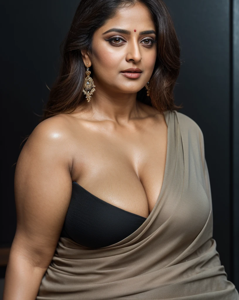 50yo mature MILF Anushka Shetty,((best quality)), ((masterpiece)), ((realistic)), eye kajal, eye liner, mascara, light red lips, curvy hot mommy figure, sensual Beauty, provoking body, extreme sweat, sweat soaked skin, slight stretch marks, alluring figure, bulging figure, thick charming lady, curvy, thick navel, full figured woman, eye kajal, massive breast, full body, styled hair, pierced eyes, female face,royal aura, trend on artstation , sharp focus, studio photo, intricate detail, very detailed, detailed eye, illustration, very detailed, sharp focus, digital render, professional, 4k