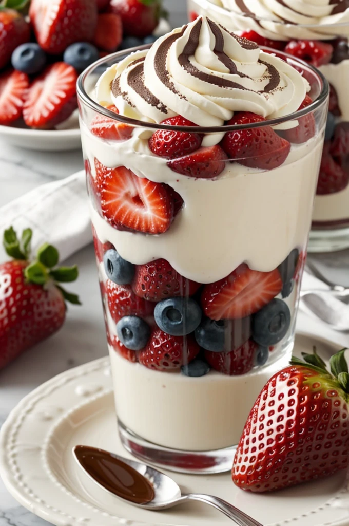 Fresas con chocolate y crema