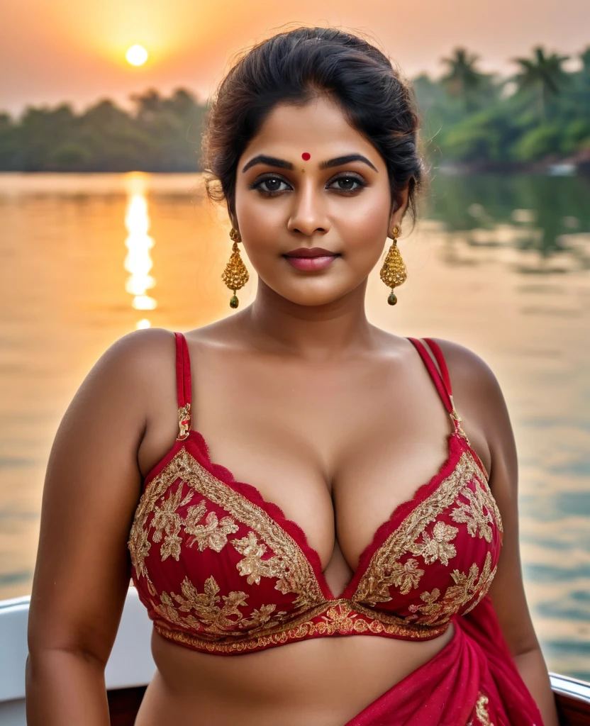 Photo of a kerala village chubby aunty (like Amazon woman), 40 years old,hottest full lingerie , on a yacht, chubby, voluptuous, plus size, thick thigh, wet amazon,busty saggy breast : 2.5, clear face,full body, daylight, r4w photo, masterpiece, ((((Extremely Realistic)))), Realism, Raw photo, Photography, High detailed , photorealistic, shot on sony vanice camera,DDRFashion, fire bokeh,DDRFashion