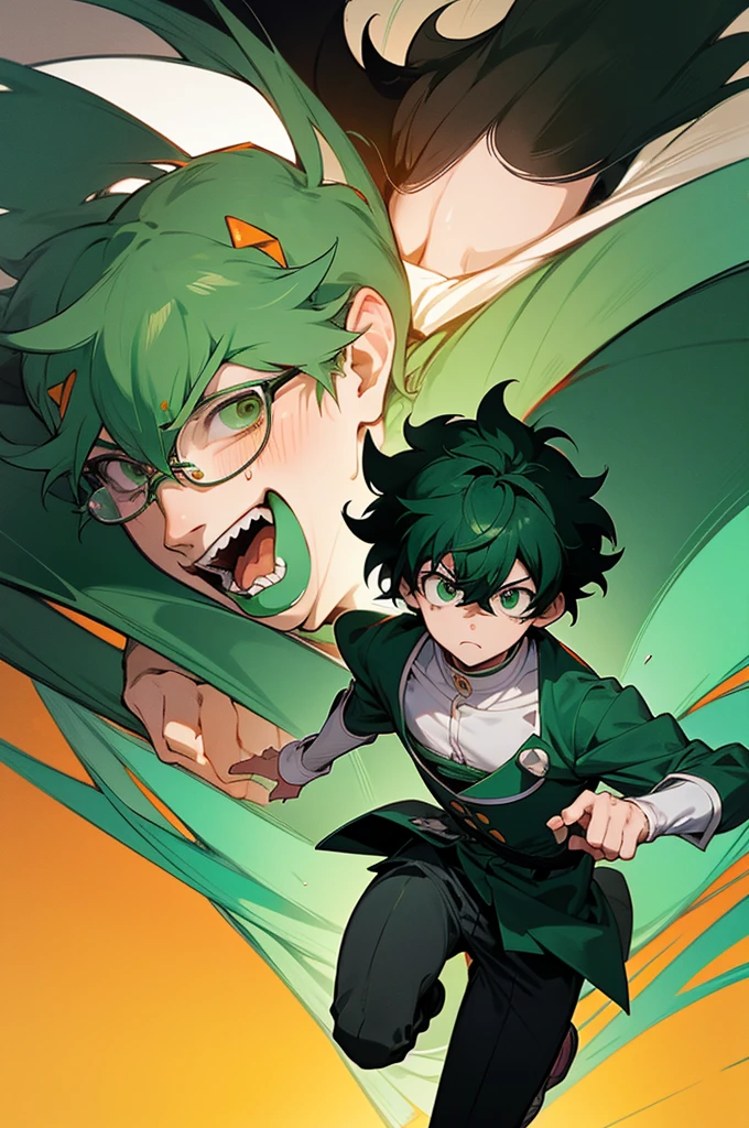 An anime boy with green hair and glasses looking at the camera, 2D animation style, Yuichiro Fukaya, wearing glasses, Kentaro Miura manga art style, Kentaro Miura Art, nagito komaeda, Kentaro Miura Art style, Izuku Midoriya, Toru Furuya, Animated portrait of a handsome man, Detailed animated character art, full body image