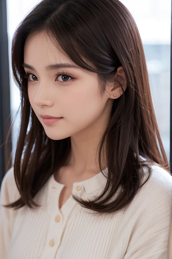 16K、Photorealistic、Highest quality、masterpiece、Ultra-high resolution、RAW Photos、Realistic、Bright lighting、Face Light、Smooth Professional Lighting、looking at the camera、alone、Adult female、Beautiful woman、so beautiful、Realistic skin texture、Glowing Skin、Moisturized Skin、Realistic eye and facial details、Perfect Style、Model Body Type、Beautiful Eyes、Big eyes、Inconspicuous tear bags、slim、Medium sized big breasty nails aren't long、Very short hair、Black Hair、black eye、seems to be happy、Beautiful hip line、(((ビジネスsuit)))、(((office)))、(((suit)))、White dress shirt、Black jacket、