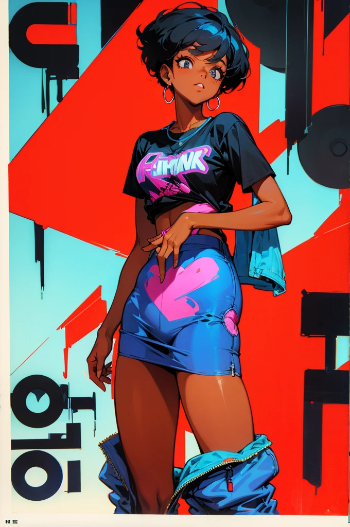t-shirt designed black woman 80s hip hop style fashion