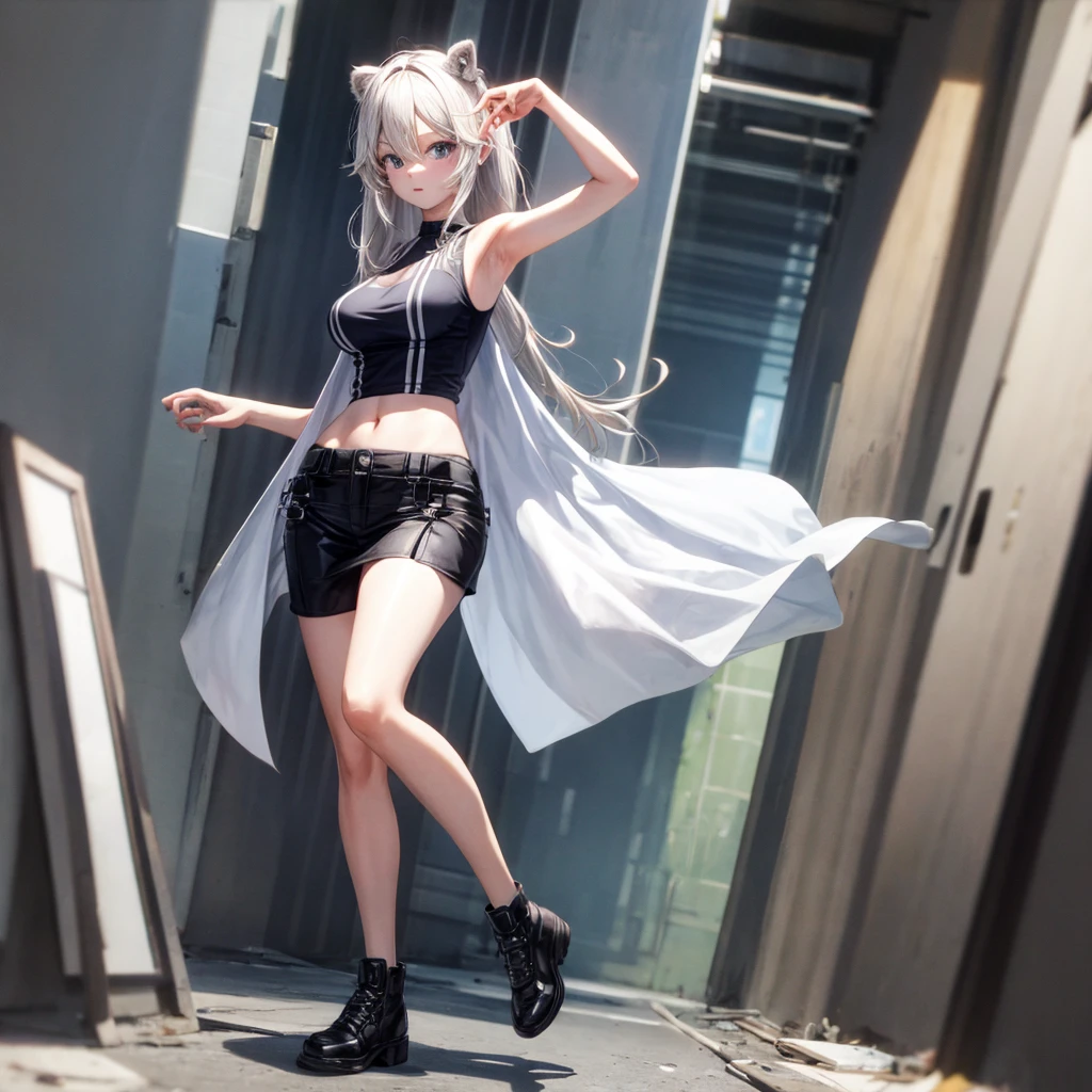 solo、full-body portraits、sleeveless、White-colored skin,Large Breasts,