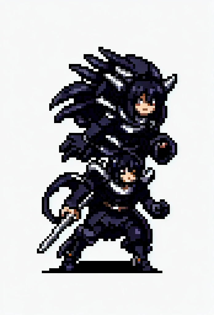 create character kirito chibi running for game 2d