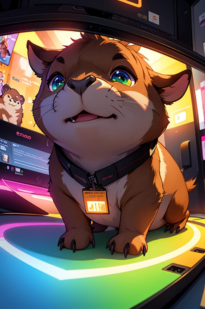 capivara gamer com fundo rgb gradientes