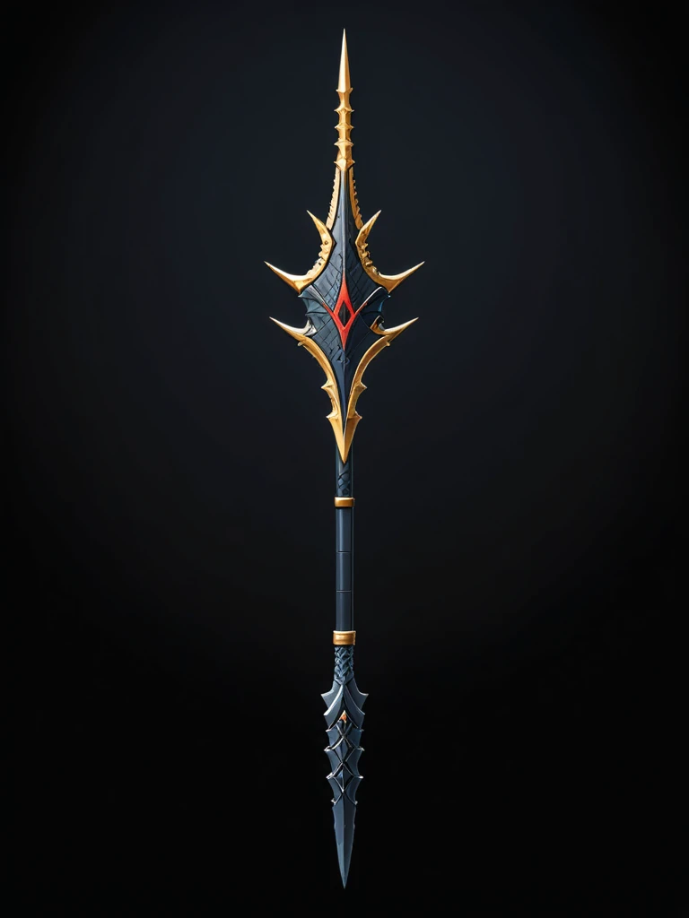 pixel art, cartoon illustration, spear greatspear, shinobi theme, simple black background, RPG game icon
