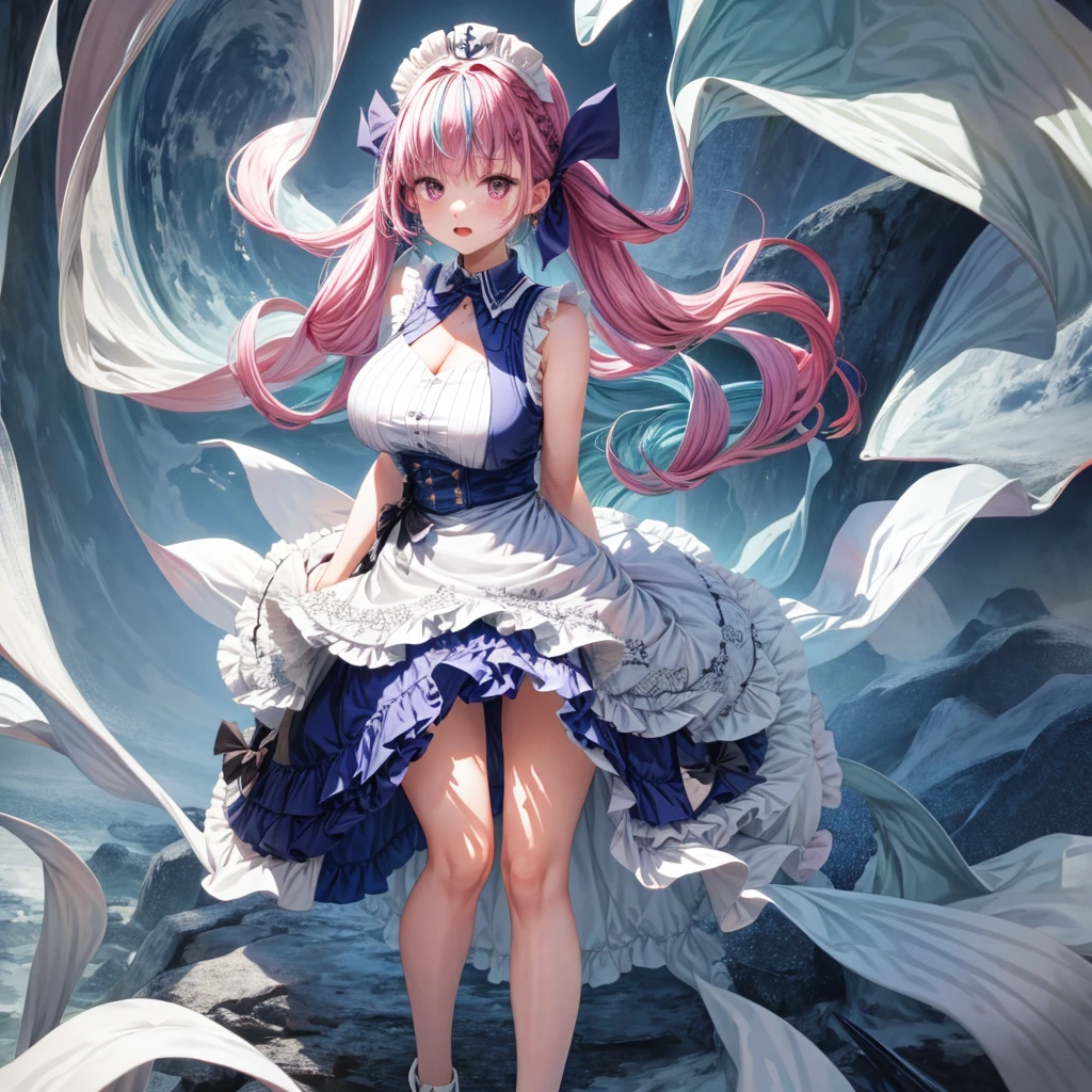 full-body portraits、sleeveless、White-colored skin,Large Breasts,