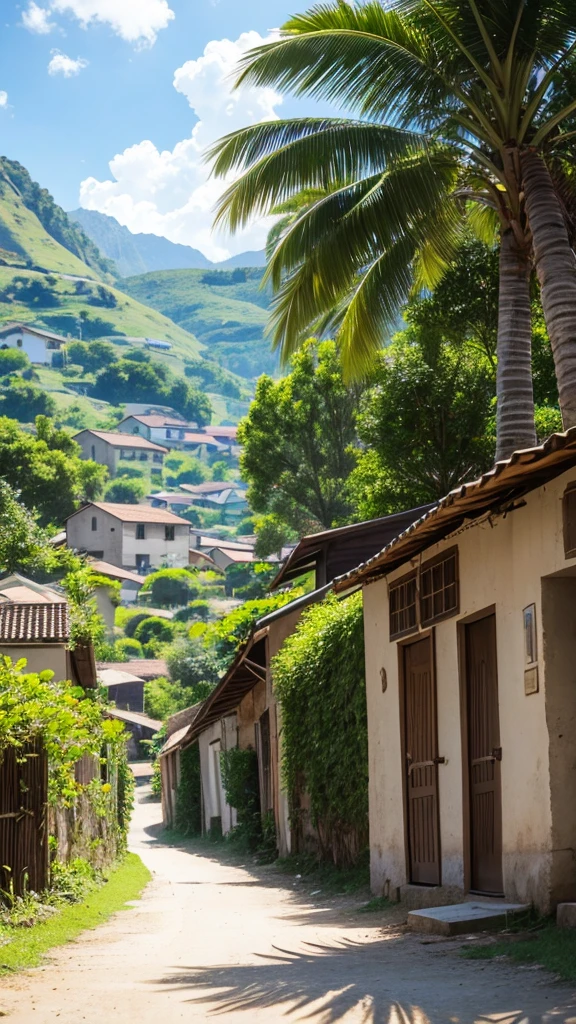 small village with banana trees all around