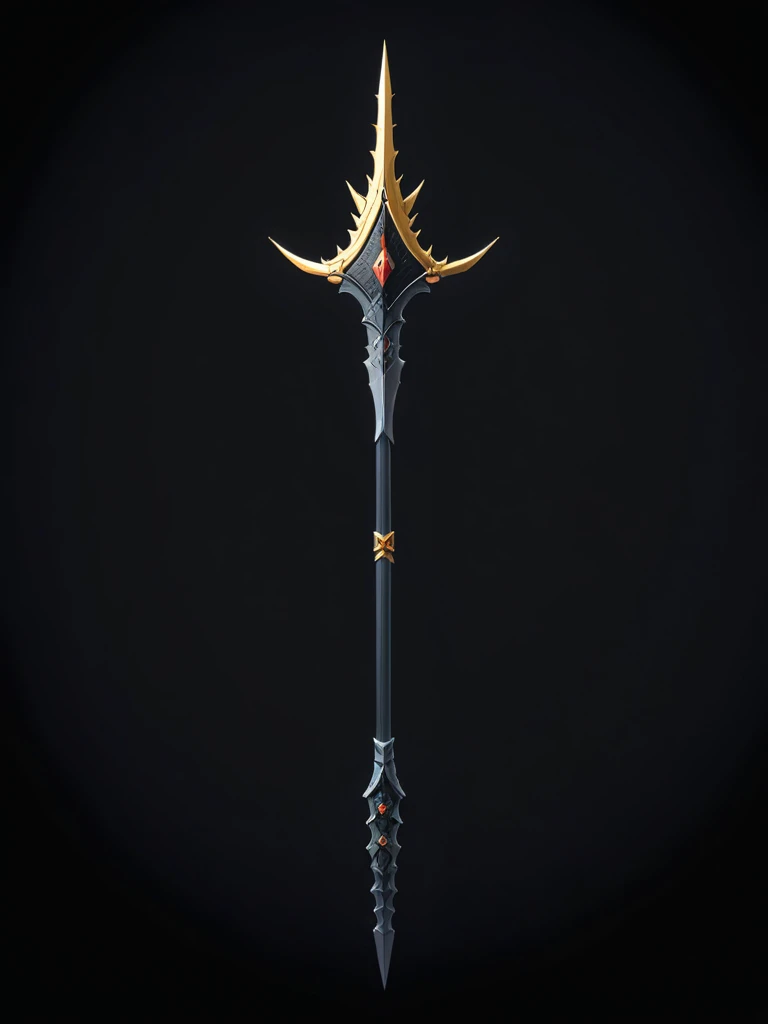pixel art, cartoon illustration, anime spear greatspear, shinobi RPG theme, simple black background, RPG game icon