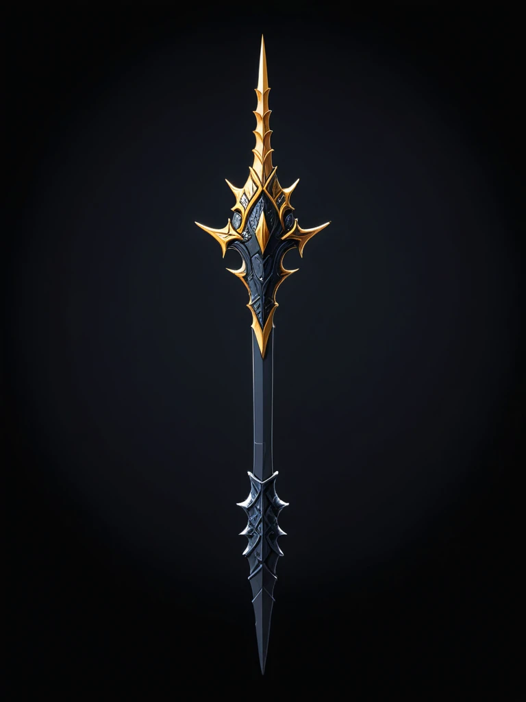 pixel art, cartoon illustration, anime spear greatspear, shinobi RPG theme, simple black background, RPG game icon