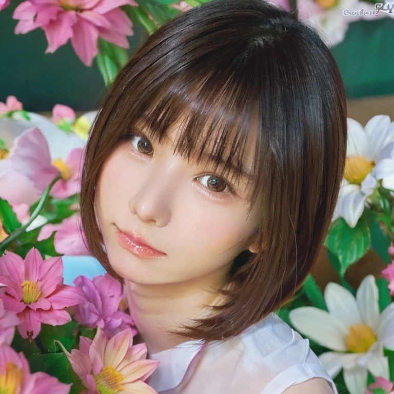 One Girl, (Beautiful girl, Delicate girl:1.3), (:1.3),break, (Spring Clothes:1.3),break, Very beautiful eyes, (Symmetrical eyes:1.3),break, (Countless flowers, In a colorful flower field:1.3), perfectly trimmed fingers,break, Small breasts, Brown eyes, Parted bangs, Brown Hair,break, (Eye and facial details:1.0),break, (masterpiece, highest quality, Super detailed, Detailed face, 8k)