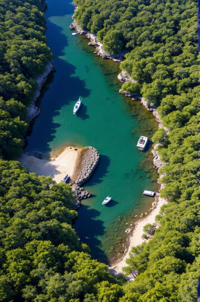 The huge, majestic and dreamlike high-altitude panoramic view of the isolated ocean island