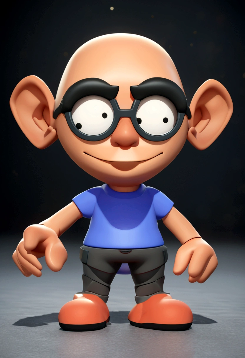 Cartoon character of a man in black glasses and blue shirt, animation character, Caractere estilizado, animation style rendering, 3D estilizado, Arnold Maya rendering, Stylized 3D rendering, toon render screenshot, Personagem 3D, Personagem 3D, Stylized 3D rendering, 3D character rendering, personagem de desenho animado, Personagem de close up, Pose de personagem, (Estilo Pixar) (parte mestre:1.2) (Bokeh) (melhor qualidade) (pele detalhada) (textura detalhada) (8K) (argila) (cinematic lighting) (sharp focus