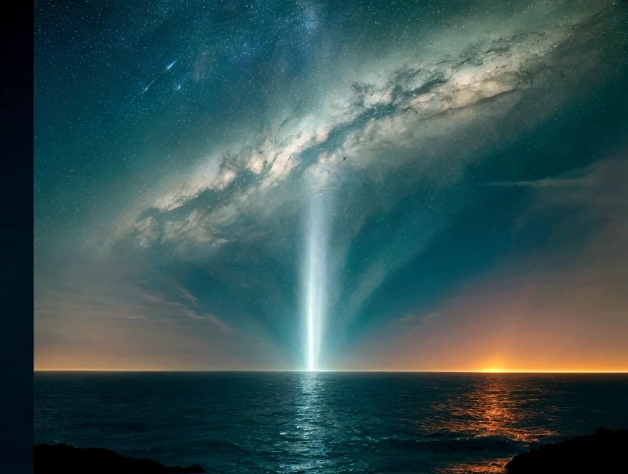 (highest quality,4K,8k,High resolution,masterpiece:1.2),Super detailed,Realistic:1.37,The moonlit night sky blends into the sea, Mysterious, melancholic, Crystal Clear, Full of intricate details, amazing, Vibrant colors, Beautiful sky and clouds, deep, green, Starlight, It's dim, Ghostly, Impressionist, High resolution, Fantastic style, Sci-fi atmosphere, many, Da Vinci, Albert Bierstadt, William Turner
