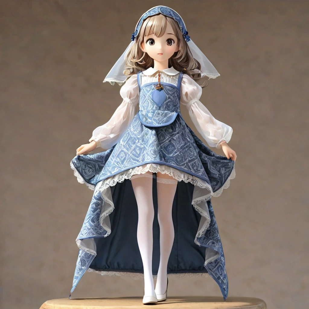 10 year old girl underwear, Realistic panties made of patterned cotton fabric, Medieval one-piece dress with panniers, Fabric Realism, Low Angle, You can see the drawer, Pull up the dress by hand, Strong winds, Translucent slip, Translucent slip, tights, highest quality, Crotch close-up, whole body