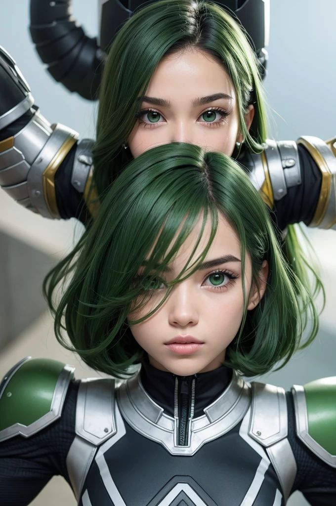 Quadrinhos Boku no Hero: de cabelo curto moreno, olhos verdes, sardas, orelhas pontudas, bonita, de rosto
