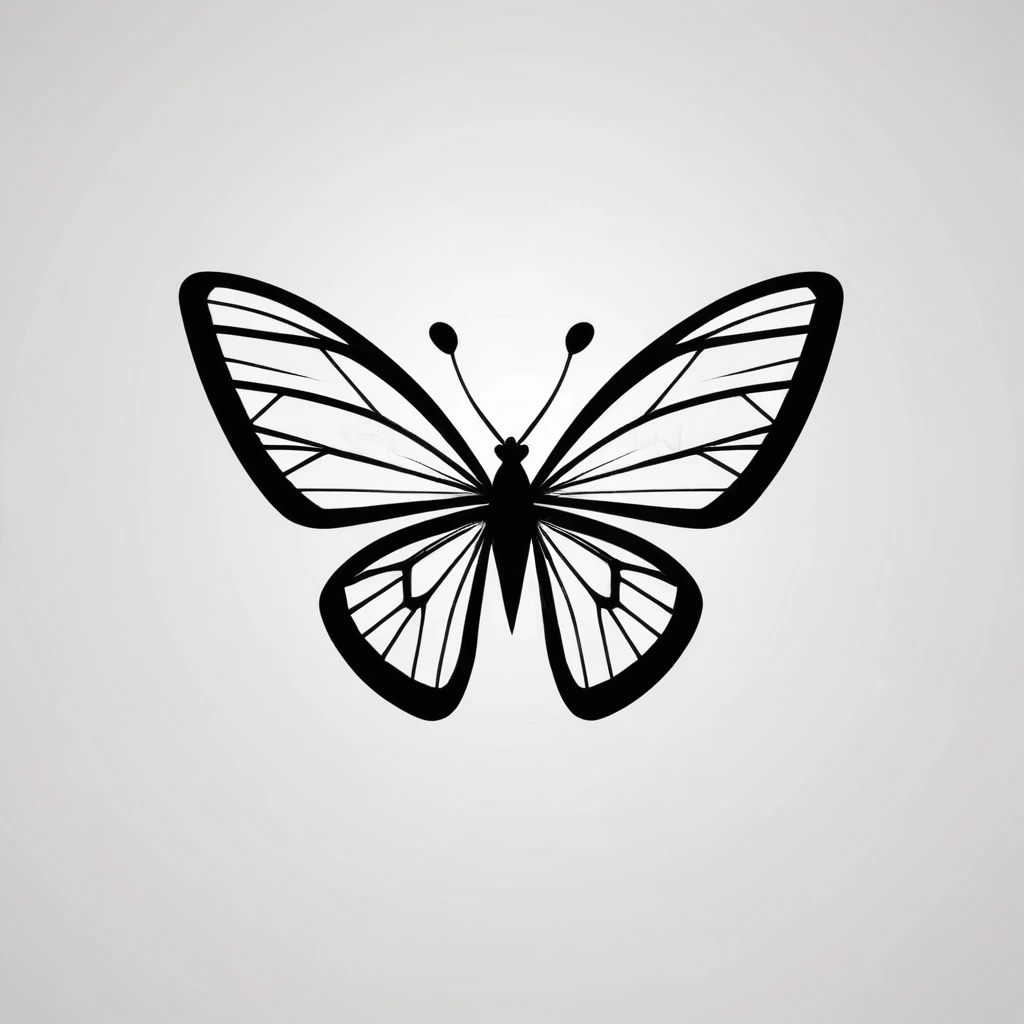 butterfly logo design. with a geometric style, flat, without color gradations, with neat shapes in black and white, monochrome