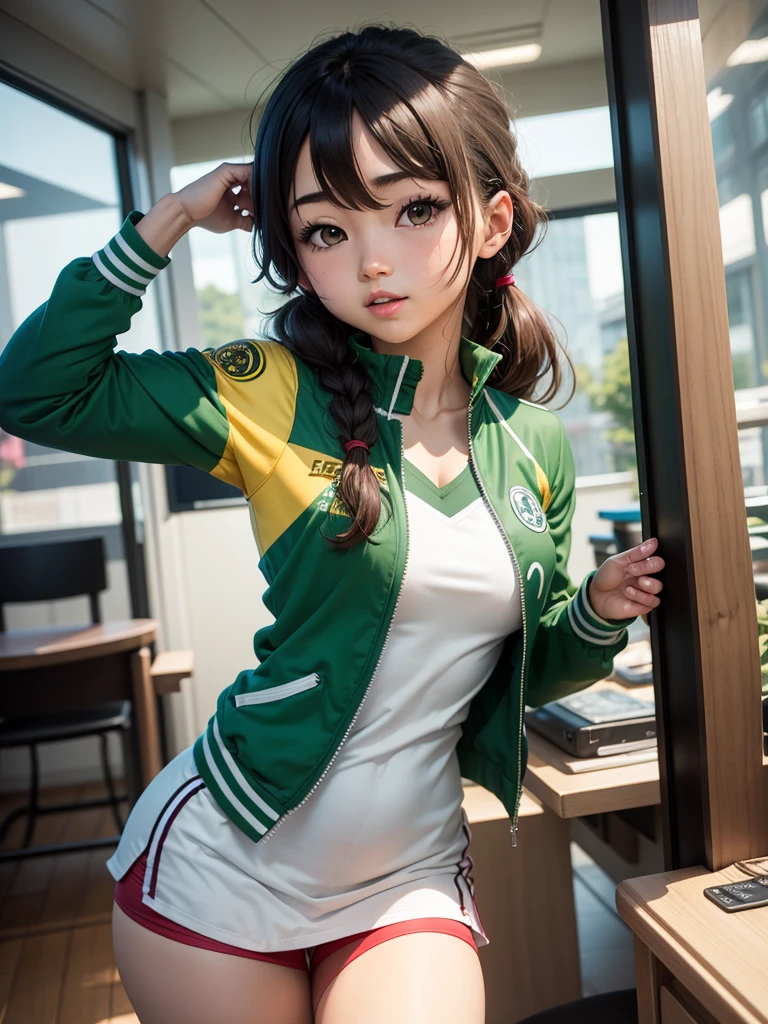 solo, 1 chica, yamagishi fuuka,  uniforme de secundaria gekkoukan, abrigo de cuello alto,