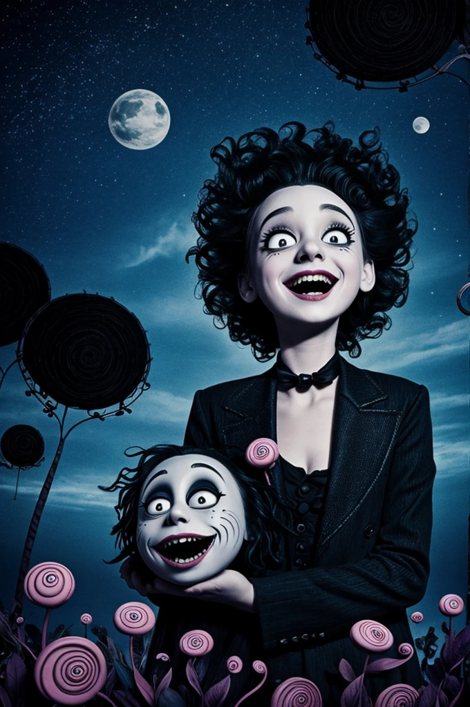 Emotion of joy with Tim Burton aesthetics