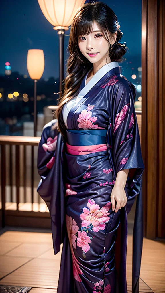 AIBeauty、Real Beauty、狐とBeautyのプロンプト、Night view、Heart patterned yukata、Show off your whole body
