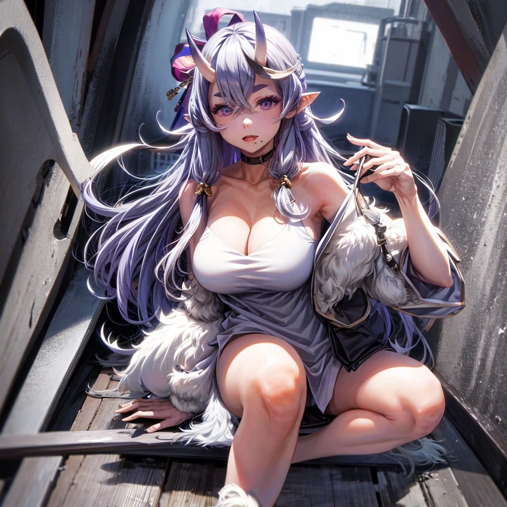 solo、full-body portraits、sleeveless、White-colored skin,Large Breasts,