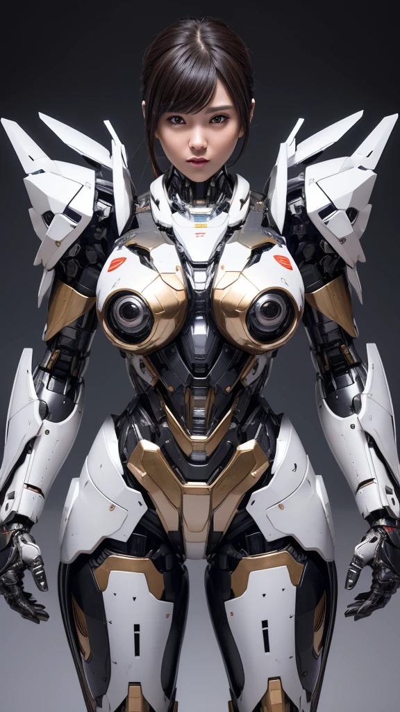 Textured skin, Super Detail, high details, High quality, Best Quality, hight resolution, 1080p, hard disk, Beautiful,(Super Heroine),Oppai Missile,beautiful cyborg woman,Mecha Cyborg Girl,Battle Mode,Girl with a Mecha Body,She wears a battle cyborg mech with a weapon,Fulll body Shot