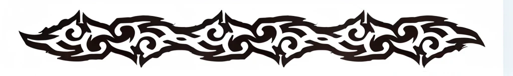 a close up of a black and white tribal design on a white background, tribal tattoo, neotribal, tattoo stencil, tribal, tribal tattoos, tatoo, tribal art, tribal tattoos right arm sleeve, a tattoo, tribals, tribal paint, temporary tattoo, tribal sleeve left arm, tattoo, tatto, maori ornament, black stencil, incorporate the letter R within design - signature