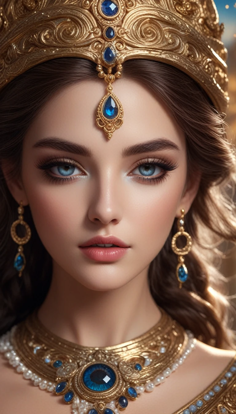 astarte, beautiful detailed eyes, beautiful detailed lips, extremely detailed eyes and face, long eyelashes, goddess, ancient greek mythology, mythology, fantasy, ornate jewelry, flowing dress, dramatic lighting, dramatic pose, cinematic composition, intricate details, digital painting, highly detailed, 8k, photorealistic, masterpiece, cinematic lighting