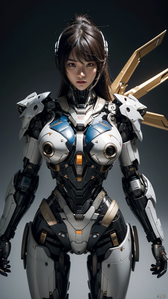 Textured skin, Super Detail, high details, High quality, Best Quality, hight resolution, 1080p, hard disk, Beautiful,(Super Heroine),Oppai Missile,beautiful cyborg woman,Mecha Cyborg Girl,Battle Mode,Girl with a Mecha Body,She wears a battle cyborg mech with a weapon,Fulll body Shot