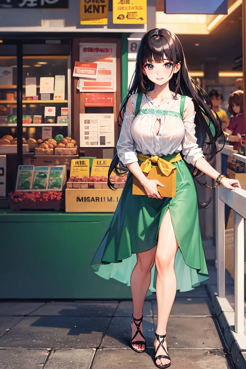 Photorealistic、Highest quality、Highest Resolution、highest quality、8K、1人のBeautiful woman、Beautiful woman、Beautiful woman、shopping、I'm shopping、looks fun、smile、Smile、Upscaling、