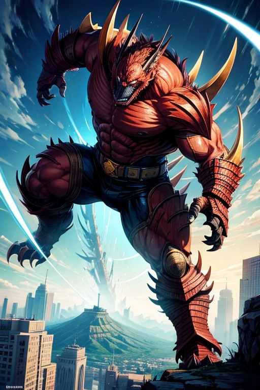 Draw kaiju number 8 fighting Eren in his titan form