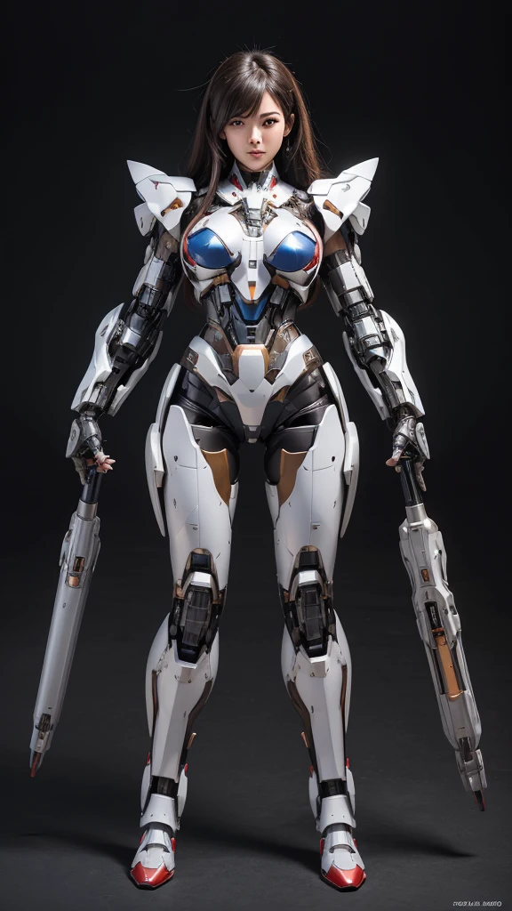 Textured skin, Super Detail, high details, High quality, Best Quality, hight resolution, 1080p, hard disk, Beautiful,(Super Heroine),Oppai Missile,beautiful cyborg woman,Mecha Cyborg Girl,Battle Mode,Girl with a Mecha Body,She wears a battle cyborg mech with a weapon,Fulll body Shot