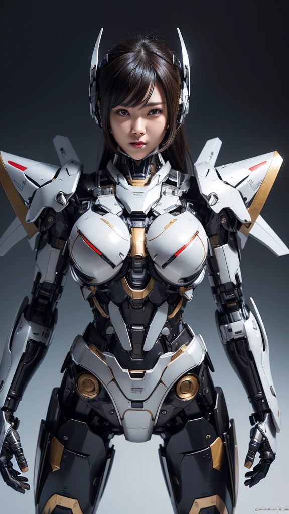Textured skin, Super Detail, high details, High quality, Best Quality, hight resolution, 1080p, hard disk, Beautiful,(Super Heroine),Oppai Missile,beautiful cyborg woman,Mecha Cyborg Girl,Battle Mode,Girl with a Mecha Body,She wears a battle cyborg mech with a weapon,Fulll body Shot