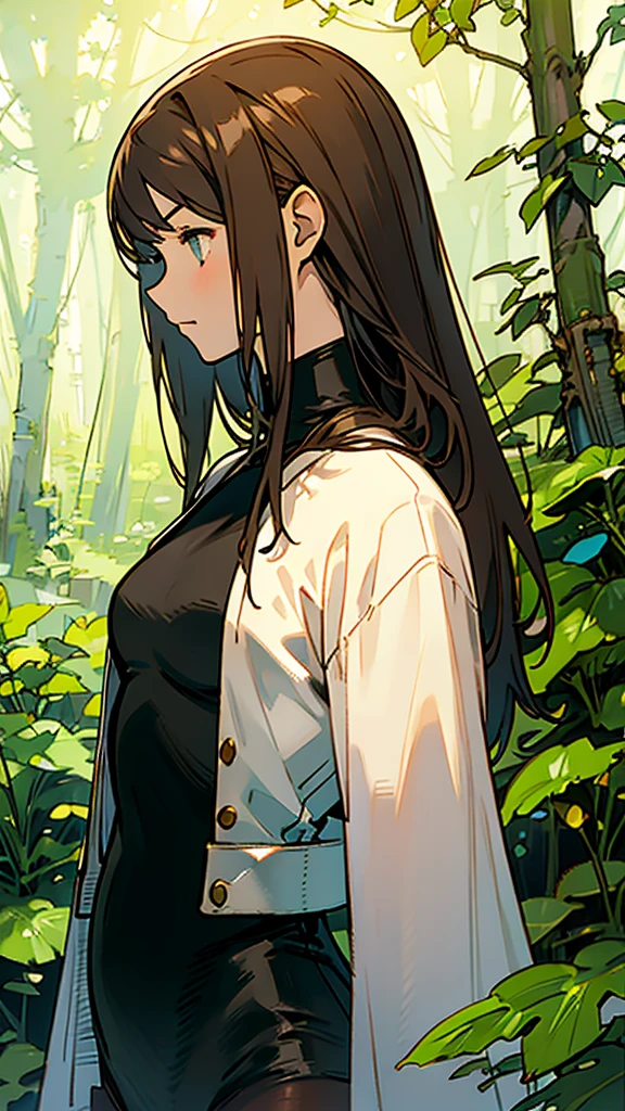 leotard、Girl、profile、Upper Body、forest