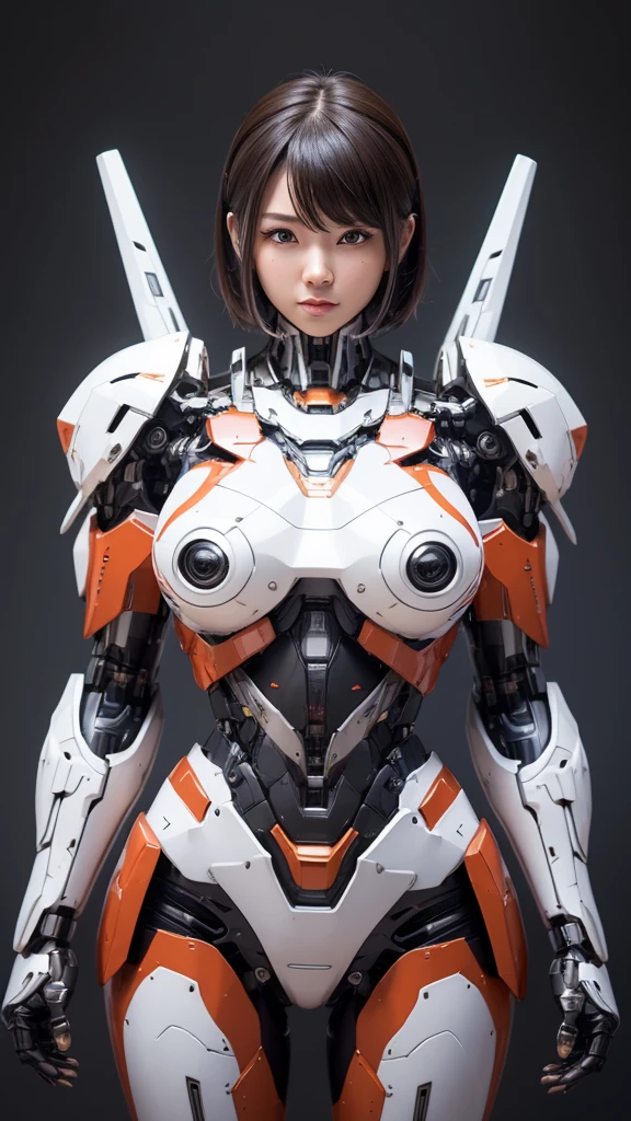 Textured skin, Super Detail, high details, High quality, Best Quality, hight resolution, 1080p, hard disk, Beautiful,(Super Heroine),Oppai Missile,beautiful cyborg woman,Mecha Cyborg Girl,Battle Mode,Girl with a Mecha Body,She wears a battle cyborg mech with a weapon,Fulll body Shot