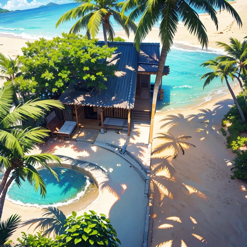 Sandy Beach、Palm tree、Beach House