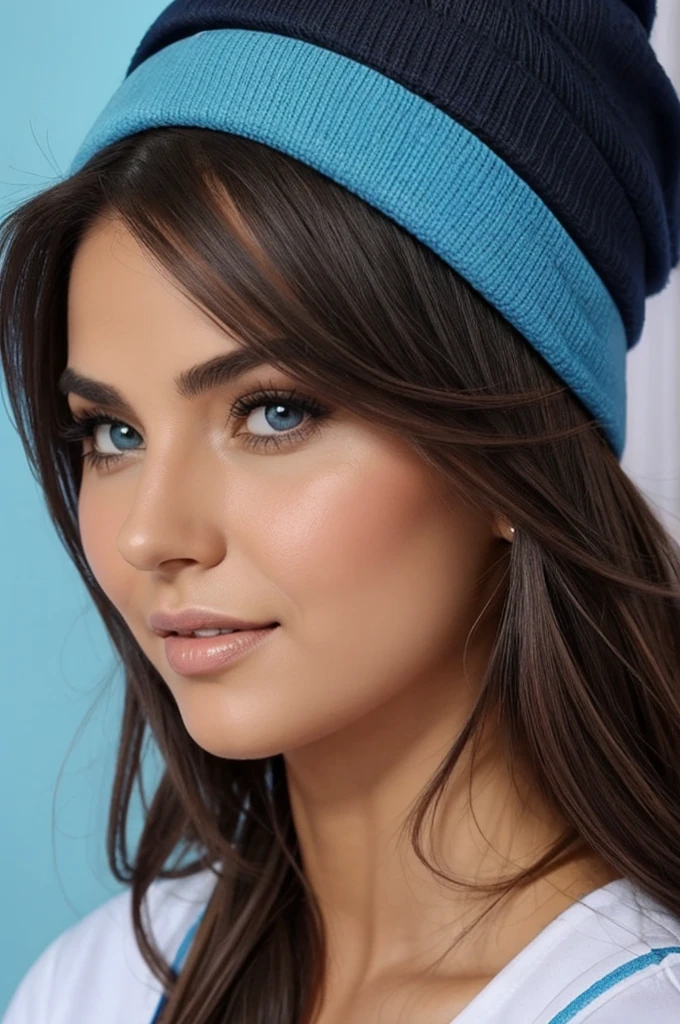 Una chica introbertida pero cuando agarra confianza es muy extrobertida es una adolesente de 1.70 de altura tiene la piel algo bronceada con pelo negro con las puntas de color azul marino ojos de color tojo escarlata con toques de rosa le gusta mucho dibujar y el boliboll y el agedres en muy lista y es muy buena estratega tiene mucha fuersa 