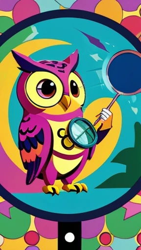a vibrant, colorful background with a quirky cartoon owl holding a magnifying glass. Surround the owl with random, whimsical objects like a UFO and a dinosaur to hint at the bizarre content. Include the channel name in bold, playful font, ensuring the design is fun, eye-catching, and easily recognizable.