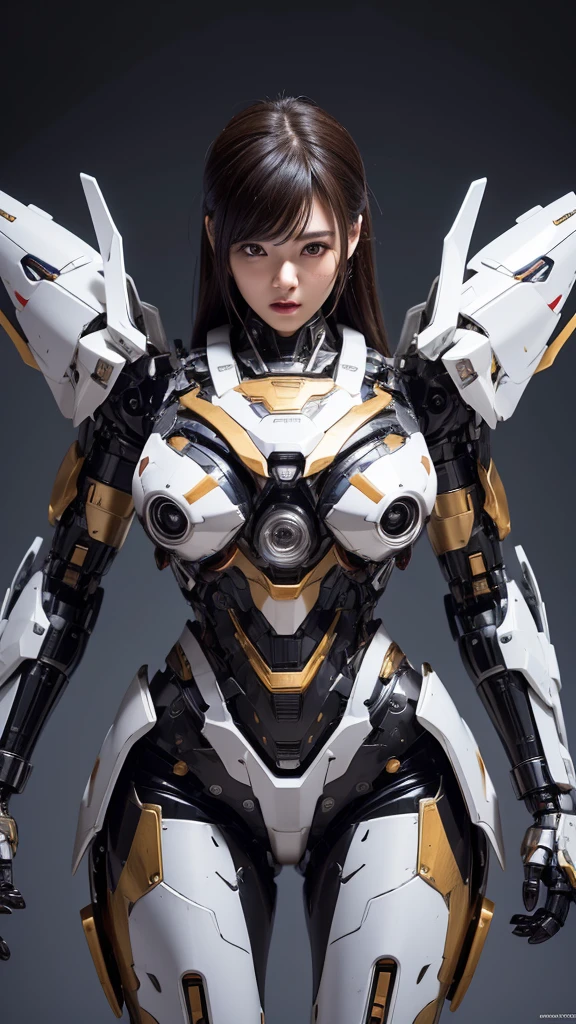 Textured skin, Super Detail, high details, High quality, Best Quality, hight resolution, 1080p, hard disk, Beautiful,(Super Heroine),Oppai Missile,beautiful cyborg woman,Mecha Cyborg Girl,Battle Mode,Girl with a Mecha Body,She wears a battle cyborg mech with a weapon,Fulll body Shot