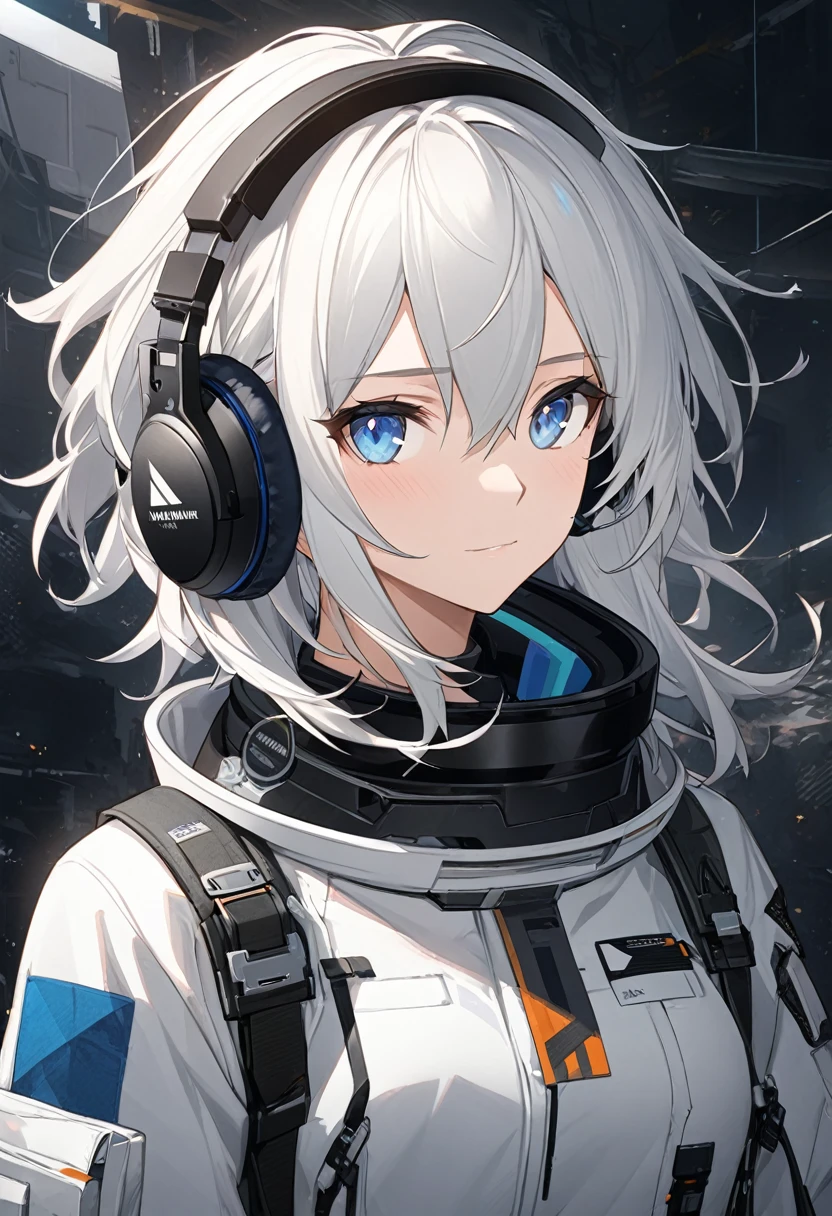 Anime adult male with white hair and blue eyes wearing headphones, from Arknights, White-haired God, Nightcore, Official artwork, From Girls Frontline, Girls Frontline Universe, high detailed Official artwork, Anime Cover, Portrait Anime Astronaut Girl, artstation pixivでトレンド, pixiv artstation の guweiz, Arknights, Digital anime illustration, Detailed digital anime art